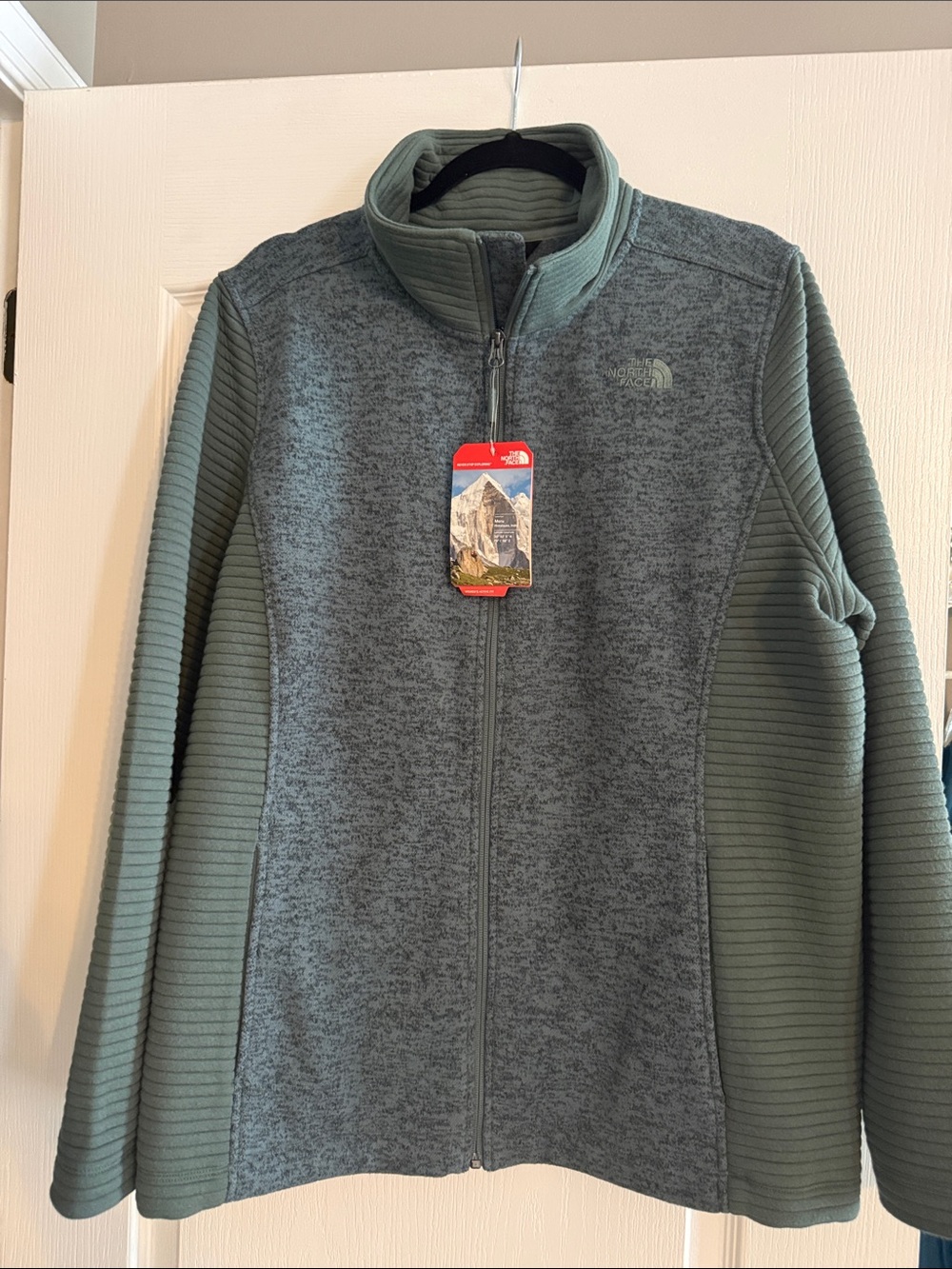 The North Face Heather Gray & Olive Green Full-Zip Jacket